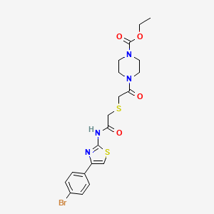Ethyl 4-(2-((2-((4-(4-bromophenyl)thiazol-2-yl)amino)-2-oxoethyl)thio)acetyl)piperazine-1-carboxylate