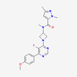 N-[1-[5-Fluoro-6-(4-methoxyphenyl)pyrimidin-4-yl]azetidin-3-yl]-N,2,5-trimethylpyrazole-3-carboxamide