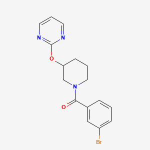 molecular formula C16H16BrN3O2 B2399126 (3-Bromophenyl)(3-(pyrimidin-2-yloxy)piperidin-1-yl)methanone CAS No. 2034435-16-8