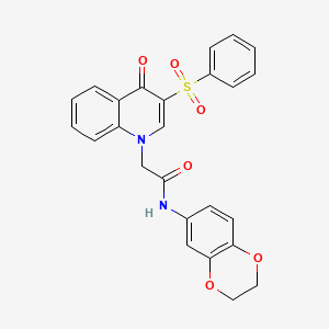 2-[3-(benzenesulfonyl)-4-oxoquinolin-1-yl]-N-(2,3-dihydro-1,4-benzodioxin-6-yl)acetamide