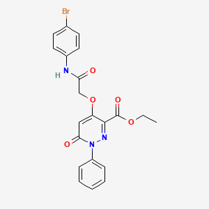 molecular formula C21H18BrN3O5 B2399137 Ethyl 4-(2-((4-bromophenyl)amino)-2-oxoethoxy)-6-oxo-1-phenyl-1,6-dihydropyridazine-3-carboxylate CAS No. 899943-09-0