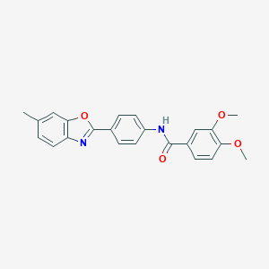 molecular formula C23H20N2O4 B239914 3,4-dimethoxy-N-[4-(6-methyl-1,3-benzoxazol-2-yl)phenyl]benzamide 