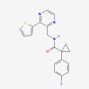 molecular formula C19H16FN3OS B2399140 1-(4-fluorophenyl)-N-((3-(thiophen-2-yl)pyrazin-2-yl)methyl)cyclopropanecarboxamide CAS No. 2034240-68-9