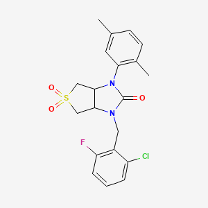 molecular formula C20H20ClFN2O3S B2399147 1-(2-chloro-6-fluorobenzyl)-3-(2,5-dimethylphenyl)tetrahydro-1H-thieno[3,4-d]imidazol-2(3H)-one 5,5-dioxide CAS No. 894926-91-1