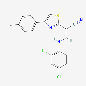 molecular formula C19H13Cl2N3S B2399158 (Z)-3-((2,4-dichlorophenyl)amino)-2-(4-(p-tolyl)thiazol-2-yl)acrylonitrile CAS No. 476677-13-1