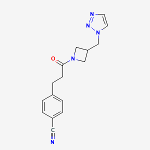 molecular formula C16H17N5O B2399163 4-[3-Oxo-3-[3-(triazol-1-ylmethyl)azetidin-1-yl]propyl]benzonitrile CAS No. 2309573-20-2