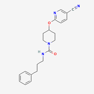 molecular formula C21H24N4O2 B2399165 4-((5-氰基吡啶-2-基)氧基)-N-(3-苯基丙基)哌啶-1-甲酰胺 CAS No. 1421477-99-7
