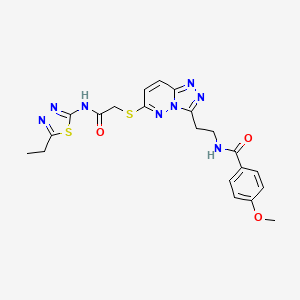 molecular formula C21H22N8O3S2 B2399166 N-(2-(6-((2-((5-ethyl-1,3,4-thiadiazol-2-yl)amino)-2-oxoethyl)thio)-[1,2,4]triazolo[4,3-b]pyridazin-3-yl)ethyl)-4-methoxybenzamide CAS No. 872996-14-0