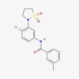 molecular formula C17H17ClN2O3S B2399167 N-(4-chloro-3-(1,1-dioxidoisothiazolidin-2-yl)phenyl)-3-methylbenzamide CAS No. 941975-56-0