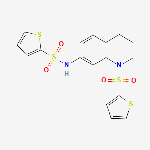 molecular formula C17H16N2O4S4 B2399168 N-(1-(thiophen-2-ylsulfonyl)-1,2,3,4-tetrahydroquinolin-7-yl)thiophene-2-sulfonamide CAS No. 898413-90-6