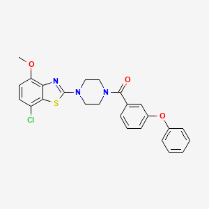 molecular formula C25H22ClN3O3S B2399172 (4-(7-Chloro-4-methoxybenzo[d]thiazol-2-yl)piperazin-1-yl)(3-phenoxyphenyl)methanone CAS No. 922597-61-3