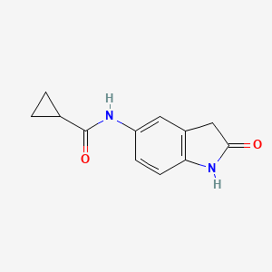 molecular formula C12H12N2O2 B2399173 N-(2-oxoindolin-5-yl)cyclopropanecarboxamide CAS No. 921774-64-3