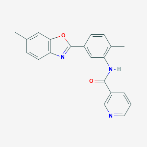 molecular formula C21H17N3O2 B239918 N-[2-methyl-5-(6-methyl-1,3-benzoxazol-2-yl)phenyl]nicotinamide 
