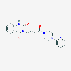 molecular formula C21H23N5O3 B2399184 3-[4-氧代-4-(4-吡啶-2-基哌嗪-1-基)丁基]-1H-喹唑啉-2,4-二酮 CAS No. 896373-66-3