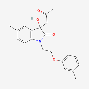 molecular formula C21H23NO4 B2399191 3-Hydroxy-5-methyl-3-(2-oxopropyl)-1-(2-(m-tolyloxy)ethyl)indolin-2-one CAS No. 879044-81-2