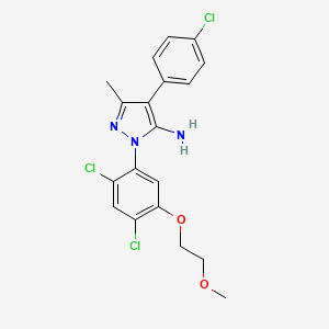 molecular formula C19H18Cl3N3O2 B2399192 4-(4-chlorophenyl)-1-[2,4-dichloro-5-(2-methoxyethoxy)phenyl]-3-methyl-1H-pyrazol-5-amine CAS No. 400085-58-7