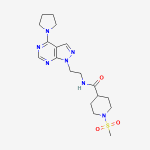 1-(methylsulfonyl)-N-(2-(4-(pyrrolidin-1-yl)-1H-pyrazolo[3,4-d]pyrimidin-1-yl)ethyl)piperidine-4-carboxamide