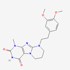 molecular formula C19H23N5O4 B2399197 9-[2-(3,4-dimethoxyphenyl)ethyl]-1-methyl-7,8-dihydro-6H-purino[7,8-a]pyrimidine-2,4-dione CAS No. 838895-11-7