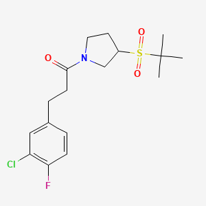 molecular formula C17H23ClFNO3S B2399206 1-(3-(叔丁基磺酰基)吡咯烷-1-基)-3-(3-氯-4-氟苯基)丙烷-1-酮 CAS No. 1797317-10-2