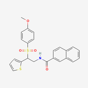 molecular formula C24H21NO4S2 B2399209 N-(2-((4-methoxyphenyl)sulfonyl)-2-(thiophen-2-yl)ethyl)-2-naphthamide CAS No. 941950-01-2