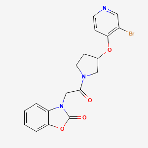 molecular formula C18H16BrN3O4 B2399214 3-[2-[3-(3-Bromopyridin-4-yl)oxypyrrolidin-1-yl]-2-oxoethyl]-1,3-benzoxazol-2-one CAS No. 2380194-50-1