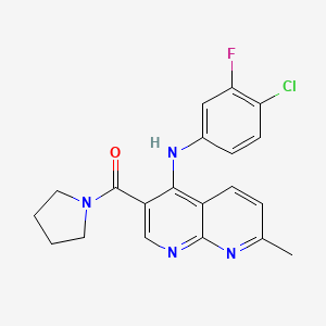 (4-((4-Chloro-3-fluorophenyl)amino)-7-methyl-1,8-naphthyridin-3-yl)(pyrrolidin-1-yl)methanone