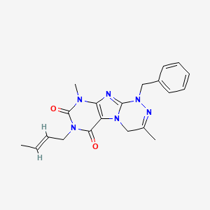 molecular formula C20H22N6O2 B2399218 (E)-1-benzyl-7-(but-2-en-1-yl)-3,9-dimethyl-1,4-dihydro-[1,2,4]triazino[3,4-f]purine-6,8(7H,9H)-dione CAS No. 919027-45-5