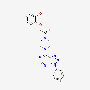 molecular formula C23H22FN7O3 B2399225 1-(4-(3-(4-fluorophenyl)-3H-[1,2,3]triazolo[4,5-d]pyrimidin-7-yl)piperazin-1-yl)-2-(2-methoxyphenoxy)ethanone CAS No. 920365-63-5
