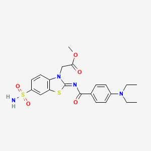Methyl 2-[2-[4-(diethylamino)benzoyl]imino-6-sulfamoyl-1,3-benzothiazol-3-yl]acetate