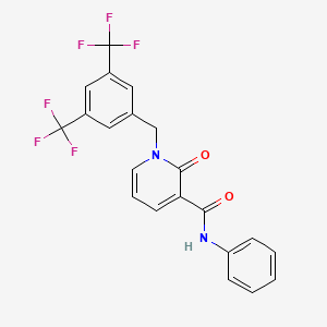 molecular formula C21H14F6N2O2 B2399244 1-(3,5-Bis(trifluoromethyl)benzyl)-2-oxo-N-phenyl-1,2-dihydro-3-pyridinecarboxamide CAS No. 338781-87-6