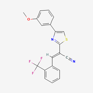 molecular formula C20H13F3N2OS B2399249 (2E)-2-[4-(3-methoxyphenyl)-1,3-thiazol-2-yl]-3-[2-(trifluoromethyl)phenyl]prop-2-enenitrile CAS No. 683250-95-5