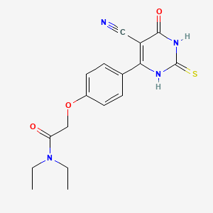 molecular formula C17H18N4O3S B2399260 2-[4-(5-cyano-4-oxo-2-sulfanylidene-1H-pyrimidin-6-yl)phenoxy]-N,N-diethylacetamide CAS No. 857493-70-0
