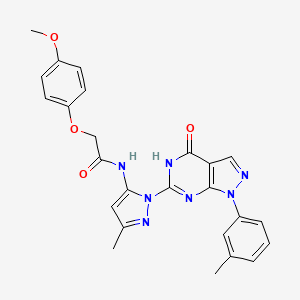2-(4-methoxyphenoxy)-N-(3-methyl-1-(4-oxo-1-(m-tolyl)-4,5-dihydro-1H-pyrazolo[3,4-d]pyrimidin-6-yl)-1H-pyrazol-5-yl)acetamide
