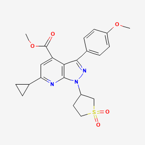 molecular formula C22H23N3O5S B2399279 methyl 6-cyclopropyl-1-(1,1-dioxidotetrahydrothiophen-3-yl)-3-(4-methoxyphenyl)-1H-pyrazolo[3,4-b]pyridine-4-carboxylate CAS No. 1040637-74-8