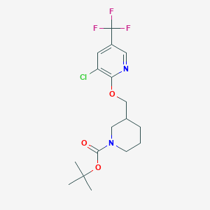 molecular formula C17H22ClF3N2O3 B2399281 tert-Butyl 3-(((3-chloro-5-(trifluoromethyl)pyridin-2-yl)oxy)methyl)piperidine-1-carboxylate CAS No. 1417793-54-4