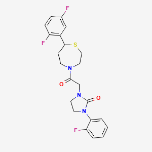 molecular formula C22H22F3N3O2S B2399282 1-(2-(7-(2,5-Difluorophenyl)-1,4-thiazepan-4-yl)-2-oxoethyl)-3-(2-fluorophenyl)imidazolidin-2-one CAS No. 1704557-20-9