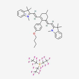 molecular formula C49H51F18N2OP B2399302 2-((E)-2-((E)-4'-butoxy-4-methyl-6-((Z)-2-(1,3,3-trimethylindolin-2-ylidene)ethylidene)-3,4,5,6-tetrahydro-[1,1'-biphenyl]-2-yl)vinyl)-1,3,3-trimethyl-3H-indol-1-ium trifluorotris(perfluoroethyl)phosphate(V) CAS No. 2100835-47-8