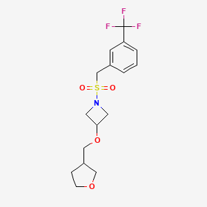 molecular formula C16H20F3NO4S B2399304 3-((四氢呋喃-3-基)甲氧基)-1-((3-(三氟甲基)苄基)磺酰)氮杂环丁烷 CAS No. 2320851-93-0