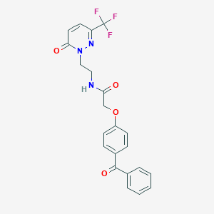 molecular formula C22H18F3N3O4 B2399305 2-(4-Benzoylphenoxy)-N-[2-[6-oxo-3-(trifluoromethyl)pyridazin-1-yl]ethyl]acetamide CAS No. 2415631-91-1
