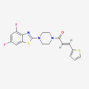 molecular formula C18H15F2N3OS2 B2399312 (E)-1-(4-(4,6-difluorobenzo[d]thiazol-2-yl)piperazin-1-yl)-3-(thiophen-2-yl)prop-2-en-1-one CAS No. 897481-80-0