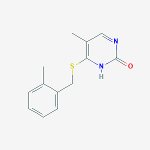 molecular formula C13H14N2OS B2399315 5-甲基-4-((2-甲基苄基)硫代)嘧啶-2(1H)-酮 CAS No. 898445-92-6