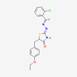 molecular formula C19H18ClN3O2S B2399326 (Z)-2-((E)-(2-chlorobenzylidene)hydrazono)-5-(4-ethoxybenzyl)thiazolidin-4-one CAS No. 301174-75-4
