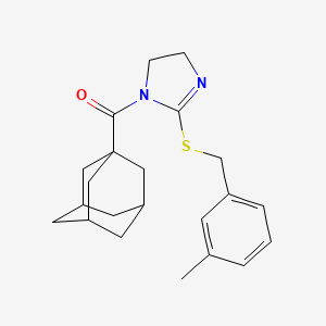 molecular formula C22H28N2OS B2399327 1-Adamantyl-[2-[(3-methylphenyl)methylsulfanyl]-4,5-dihydroimidazol-1-yl]methanone CAS No. 851803-16-2
