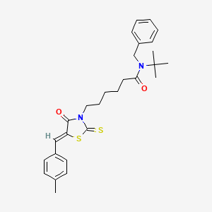 molecular formula C28H34N2O2S2 B2399329 N-benzyl-N-tert-butyl-6-[(5Z)-5-[(4-methylphenyl)methylidene]-4-oxo-2-sulfanylidene-1,3-thiazolidin-3-yl]hexanamide CAS No. 613225-53-9