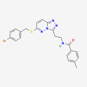 molecular formula C22H20BrN5OS B2399331 N-(2-(6-((4-bromobenzyl)thio)-[1,2,4]triazolo[4,3-b]pyridazin-3-yl)ethyl)-4-methylbenzamide CAS No. 872995-22-7