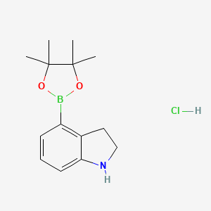molecular formula C14H21BClNO2 B2399333 4-(4,4,5,5-Tetramethyl-1,3,2-dioxaborolan-2-yl)indoline hydrochloride CAS No. 2377609-02-2