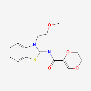 molecular formula C15H16N2O4S B2399335 (Z)-N-(3-(2-甲氧基乙基)苯并[d]噻唑-2(3H)-亚甲基)-5,6-二氢-1,4-二氧杂环-2-甲酰胺 CAS No. 864975-70-2
