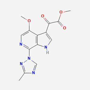molecular formula C14H13N5O4 B2399337 Methyl 2-(4-methoxy-7-(3-methyl-1H-1,2,4-triazol-1-yl)-1H-pyrrolo[2,3-c]pyridin-3-yl)-2-oxoacetate CAS No. 701214-00-8