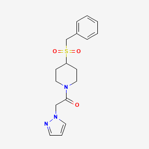 molecular formula C17H21N3O3S B2399350 1-(4-(benzylsulfonyl)piperidin-1-yl)-2-(1H-pyrazol-1-yl)ethanone CAS No. 2034387-74-9
