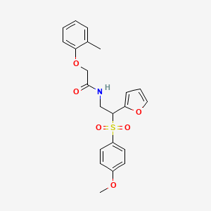 molecular formula C22H23NO6S B2399352 N-(2-(furan-2-yl)-2-((4-methoxyphenyl)sulfonyl)ethyl)-2-(o-tolyloxy)acetamide CAS No. 946243-44-3